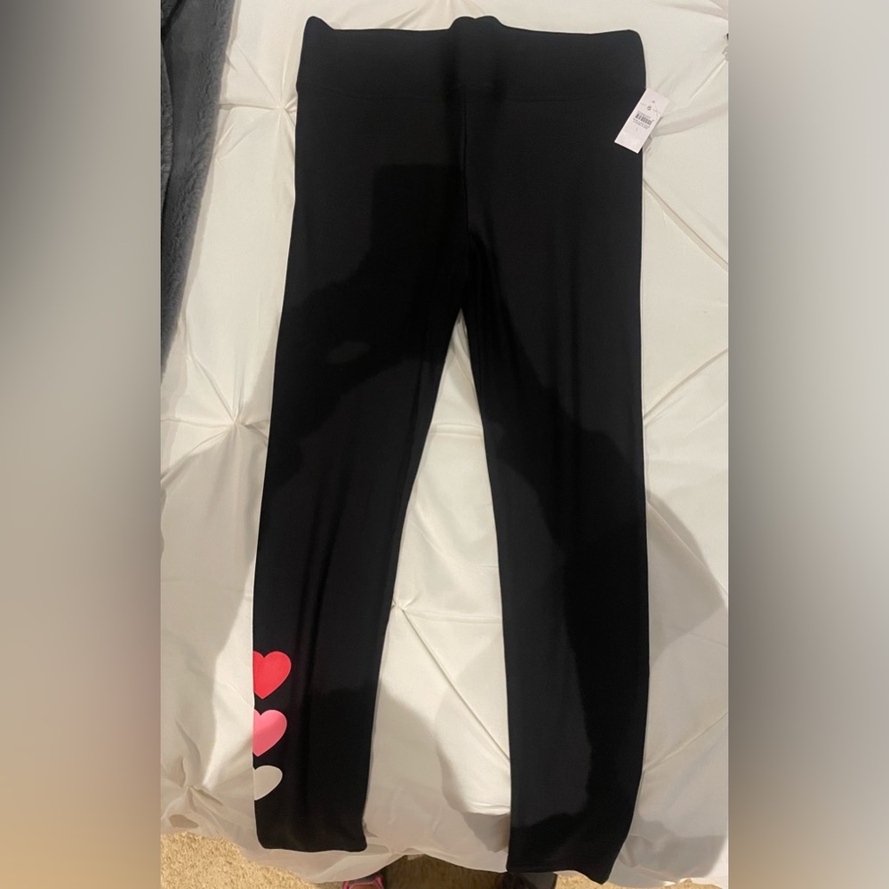Loft lou and gray black leggings with hearts large NWT